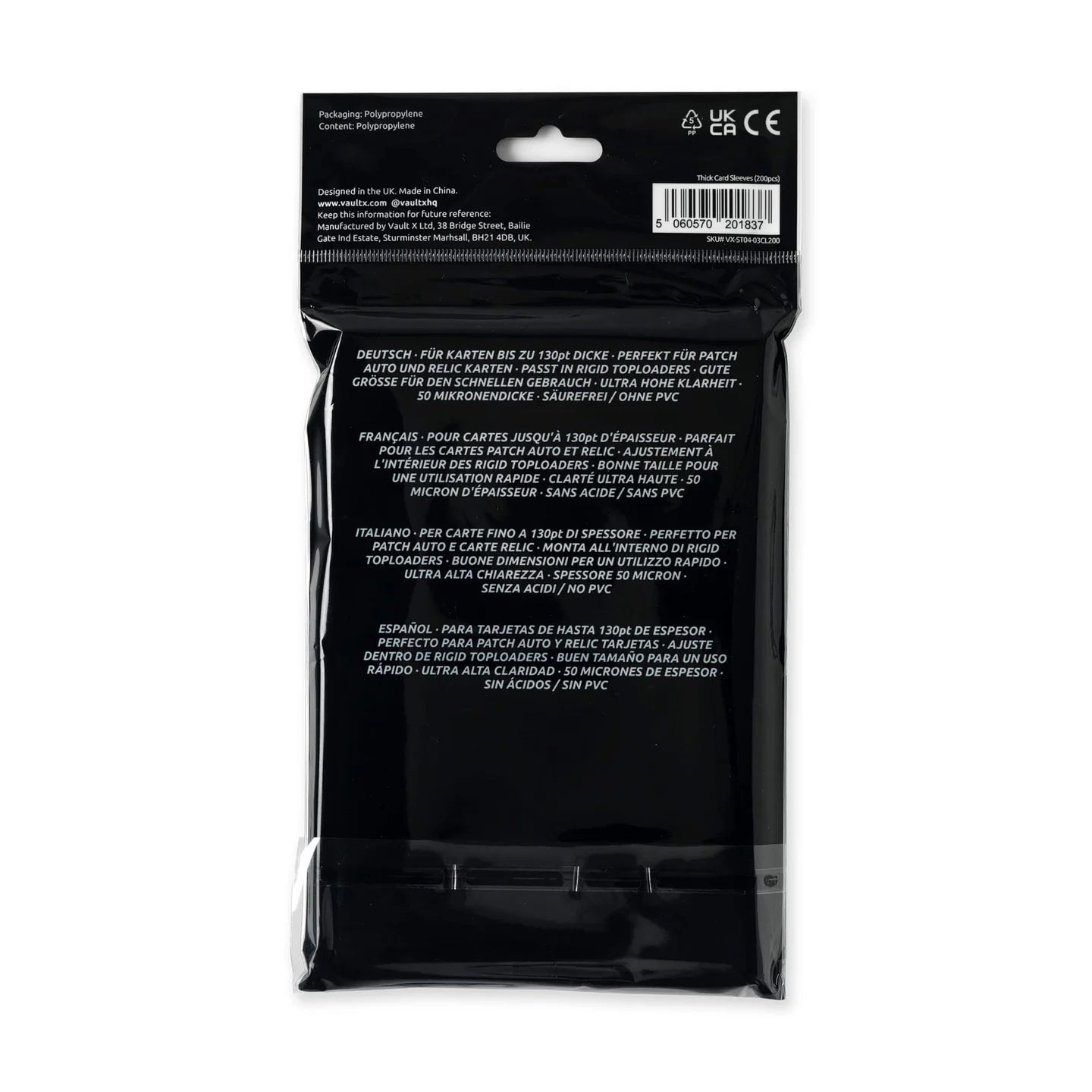 Card Sleeves for Thick Cards Pack of 200